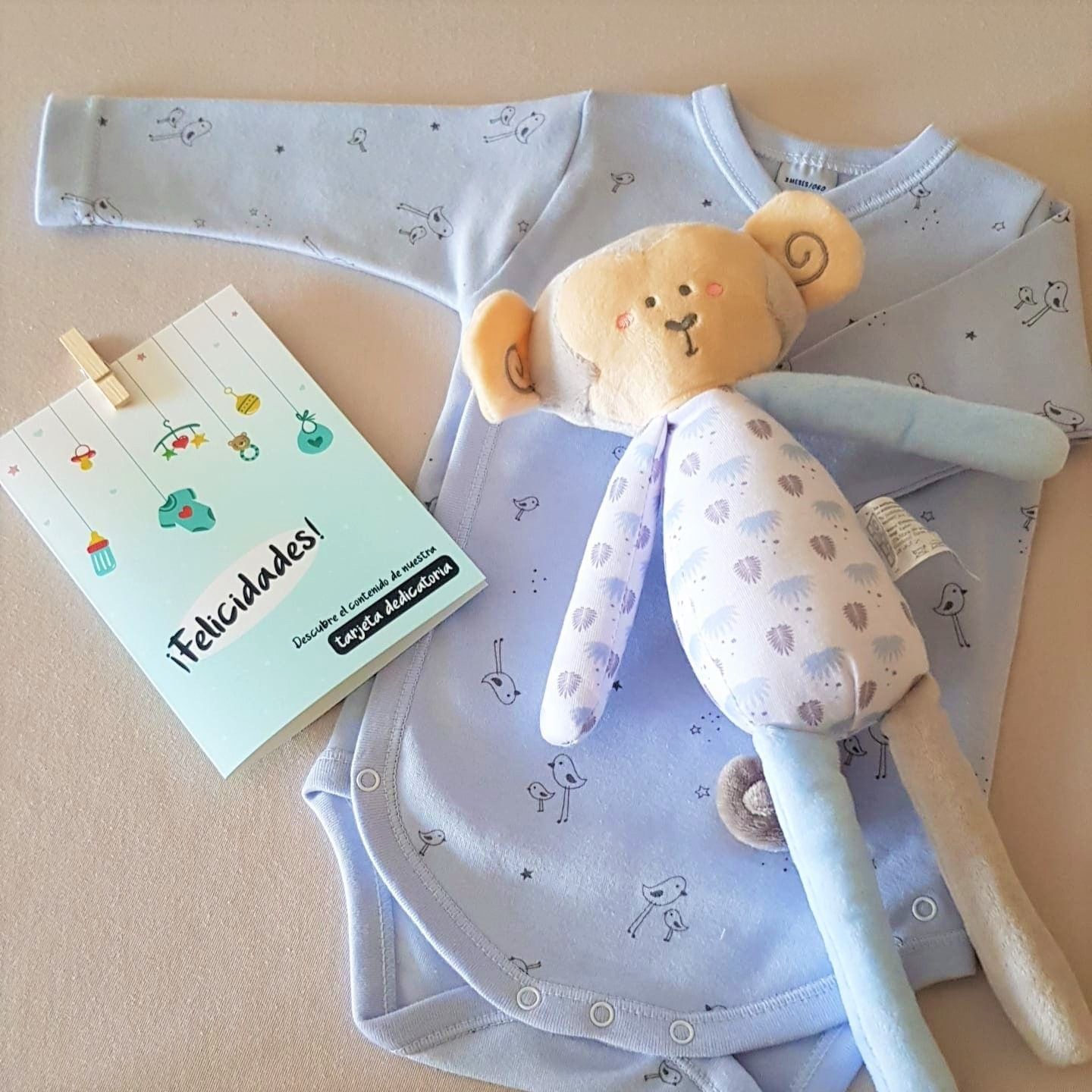 Body bebe mono sensorial y tarjeta dedicatoria personalizada